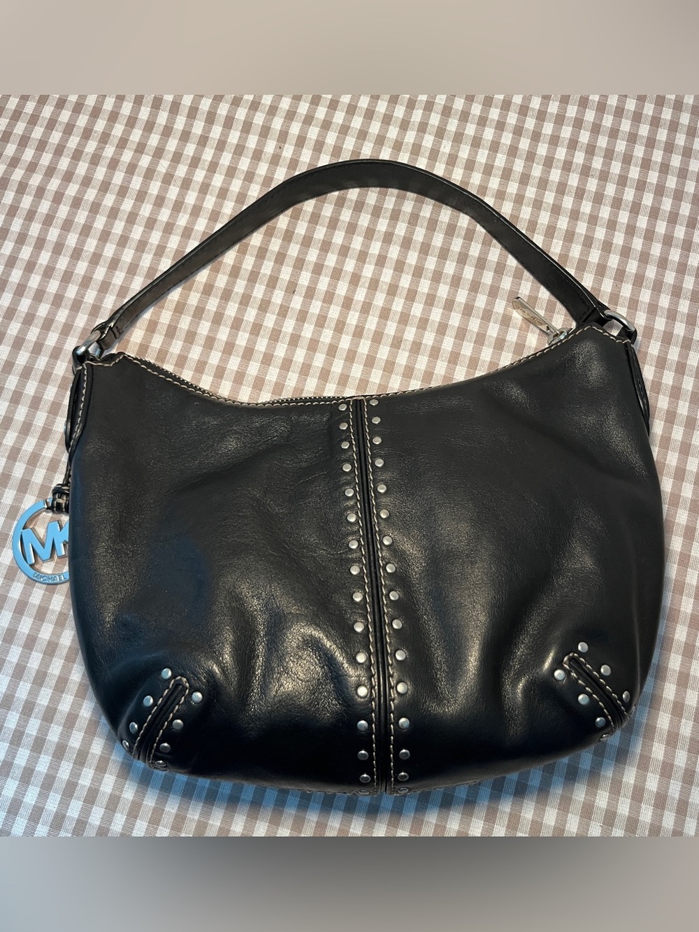 Vintage Black Studded Leather Shoulder Bag, Michael Kors Y2K